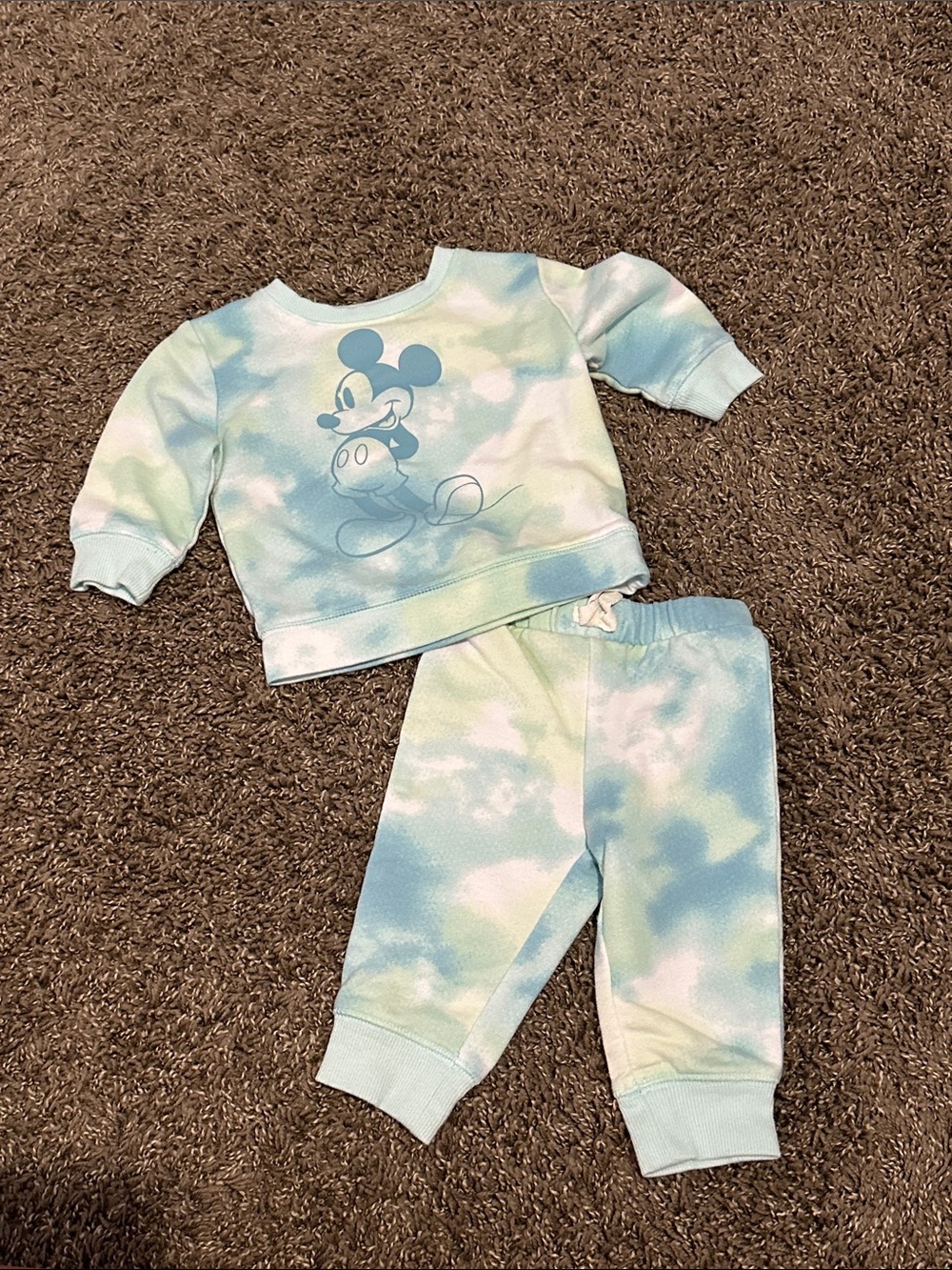 Toddler Tie-Dye Mickey Crewneck & Jogger Pajama Set - Blue & Green